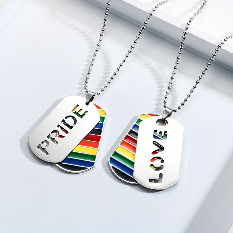 LGBT Pride Love Rainbow Double Layer Pendant Necklace