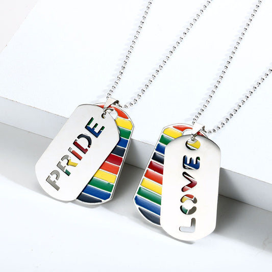 LGBT Pride Love Rainbow Double Layer Pendant Necklace