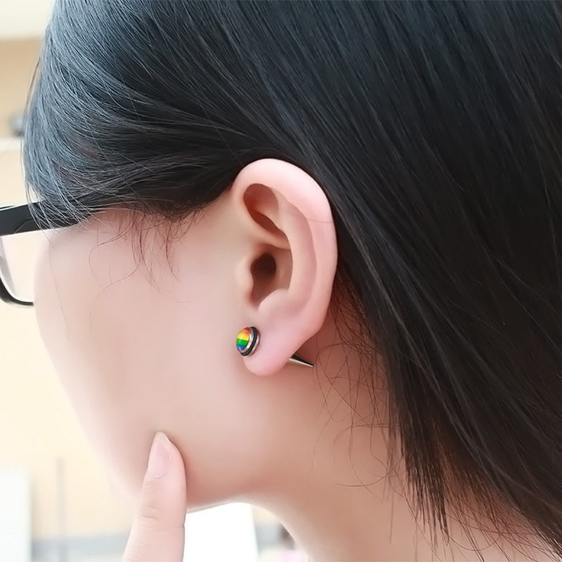 Rainbow Pride Titanium Steel Six Color Stud Earrings