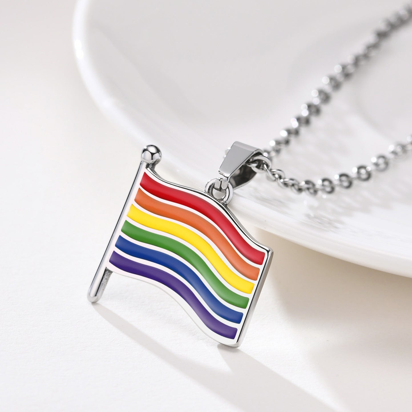 Rainbow Flag LGBTQ Couple Necklace Unisex Accessories