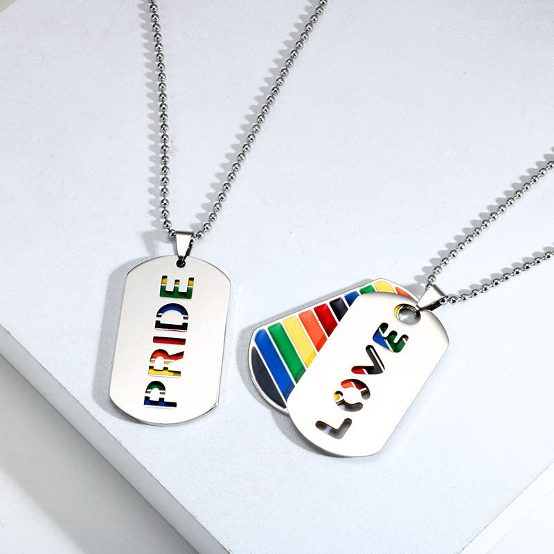LGBT Pride Love Rainbow Double Layer Pendant Necklace